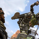 An image of Apex Legends participant Octane about to stomp Mirage's face out.